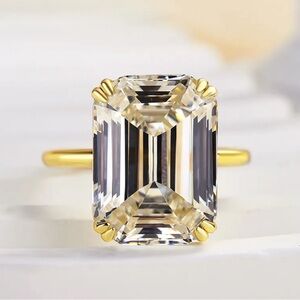 Maxine Jewelry -  Luxurious Big Emerald Cut Engagement Ring